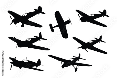 Aerial Silhouette Symphony: A collection of aviation silhouettes dance across the frame, each a testament to the elegance and power of flight.