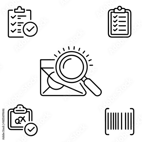  Quality full Quality control line icon set
