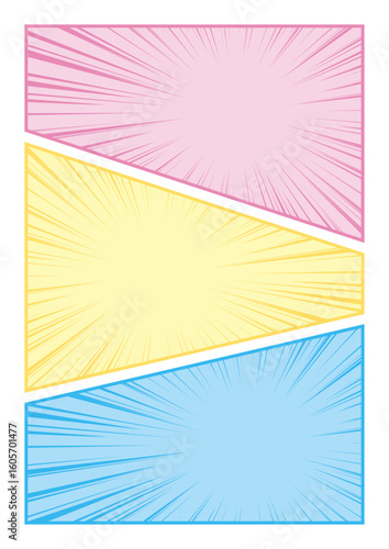 吹き出し　三分割　漫画風　コマ割り　パステルカラー