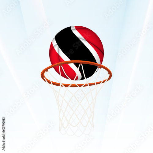 Trinidad and Tobago Flag Basketball Scoring Through Hoop.