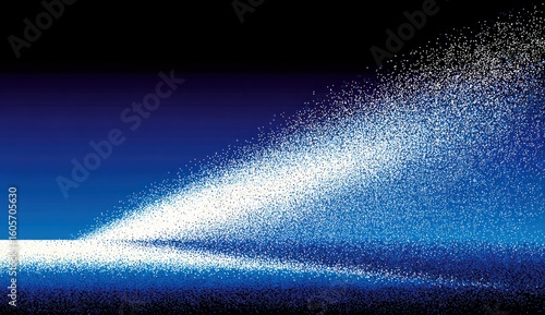 Abstract design with dispersed white particles on a dark blue background.