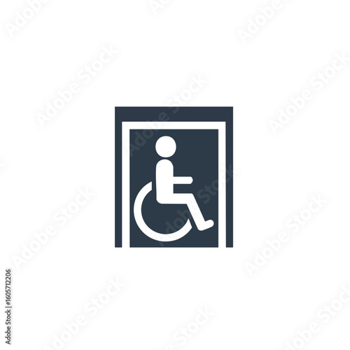 Vector illustration of accessible door symbol flat style on white background, inclusive access sign