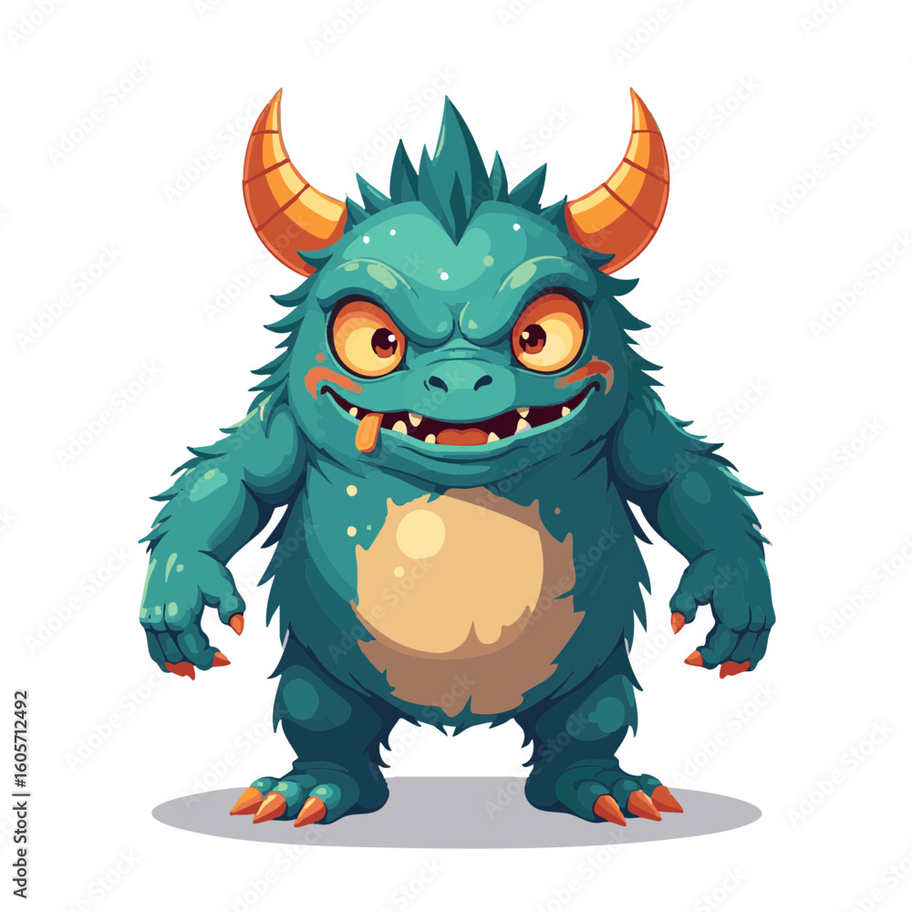 Fototapeta premium Vector illustration of monster token icon game style on white background, fantasy board element