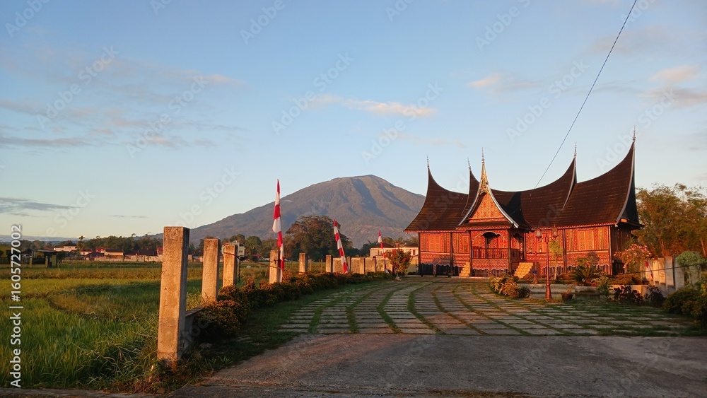 Fototapeta premium Big House or Rumah Gadang Base The Singgalang Mountain