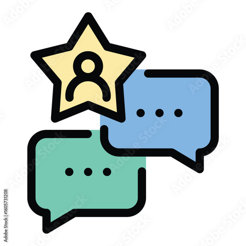 Famous icon flat line style illustration representing widely recognized individuals or achievements, suitable for celebrity features, influencer content, and entertainment or branding projects