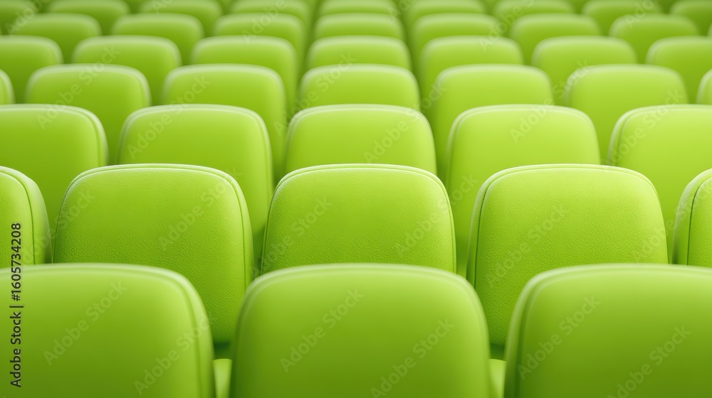 Fototapeta premium Empty Green Seats Rows - Auditorium, Theater, Venue