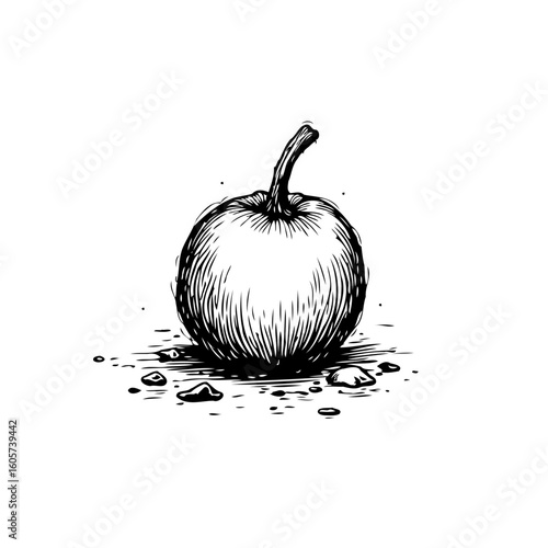 Hand drawn illustration of a pear with vintage style, perfect for rustic design and organic farming themed projects