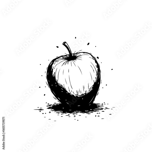 A minimalistic monochrome apple vector illustration enhancing visual appeal for various design projects and creative applications