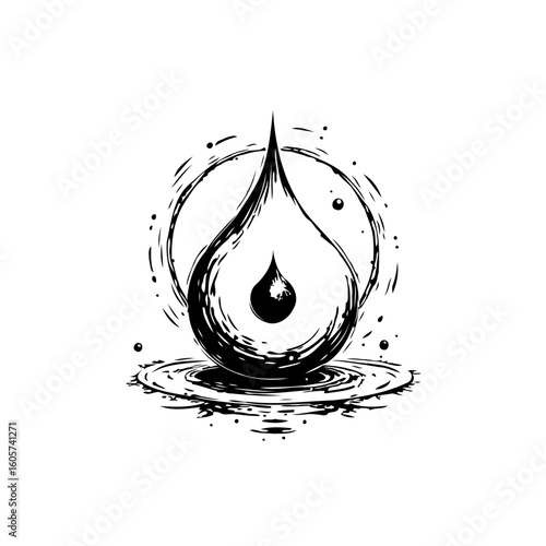 Abstract water droplet illustration with circular brush strokes creating a unique and captivating visual impact