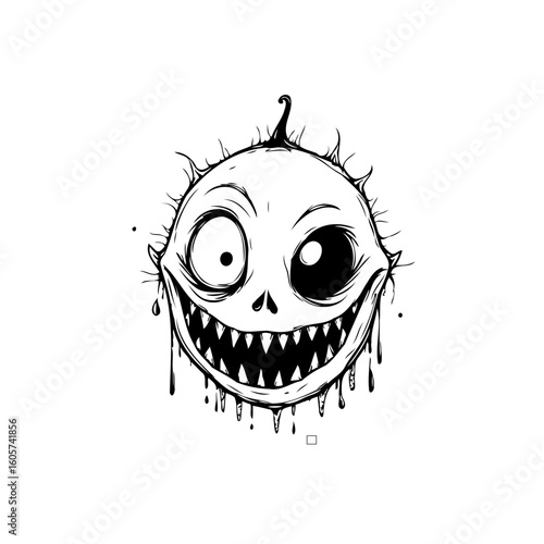 The chilling grin an eerie visage a grotesque face with menacing eyes and sharp teeth that haunts nightmares