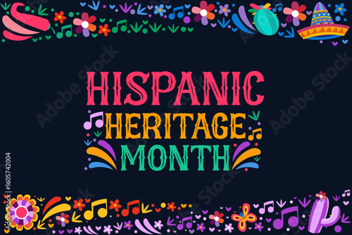  hispanic heritage month with decoration element for poster design