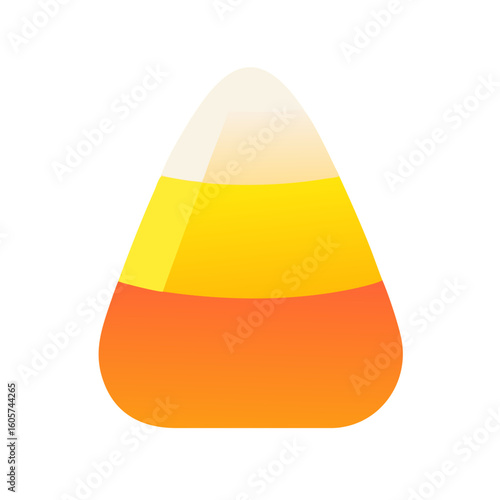 Vector art of a piece of candy corn is isolated on white background