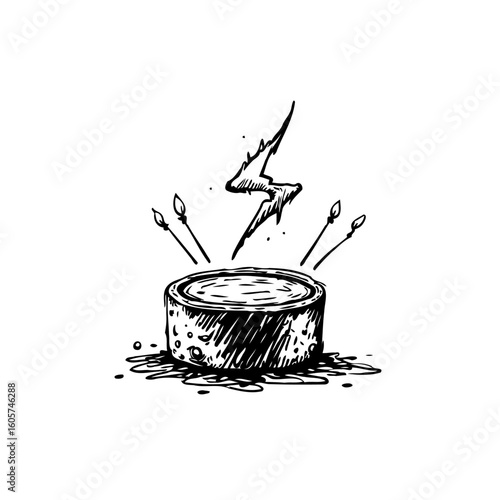 Mystical brew with lightning and candles graphic resource of mysterious potion illustration