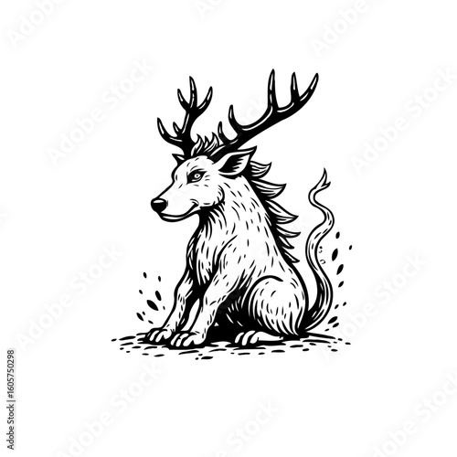 Unleash your imagination with this captivating creature design, featuring a fusion of animalistic elegance and whimsical charm, perfect for creative projects