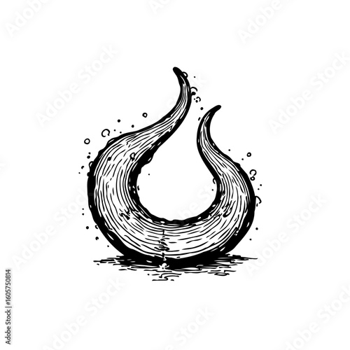 Engraved devil horns illustration graphic element, for halloween designs or satanic themed artworks and drawings perfect