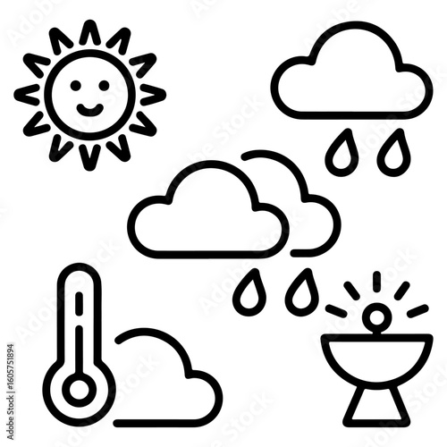 Quality full and unique Weather and meteorology line icon set