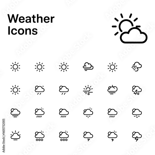 Quality full and unique Weather and meteorology line icon set