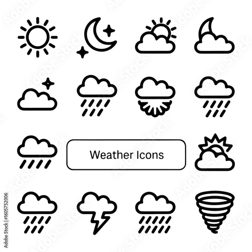Quality full and unique Weather and meteorology line icon set