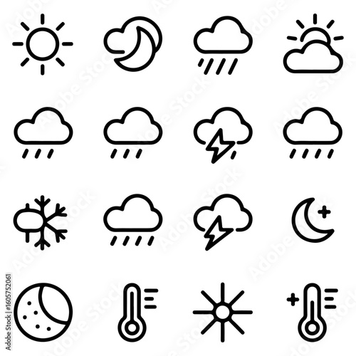 Quality full and unique Weather and meteorology line icon set