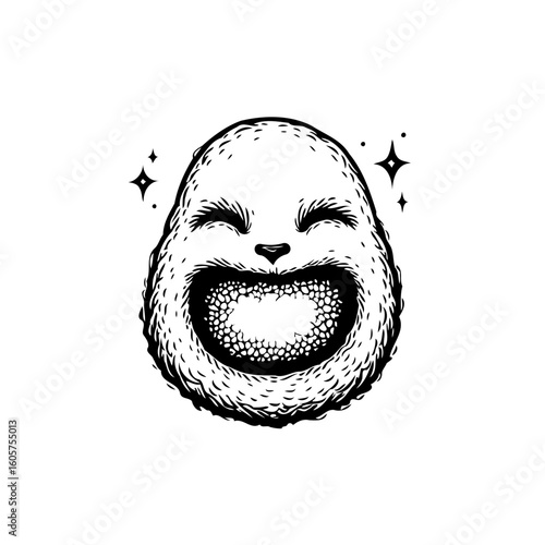 Whimsical creature with infectious smile radiates joy in adorable hand drawn illustration style