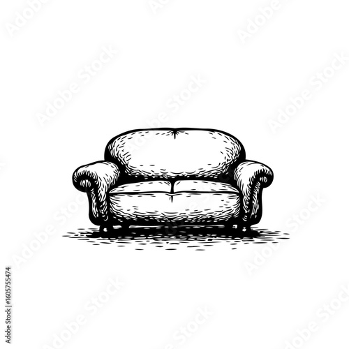 Detailed hand drawn sofa illustration showcasing comfort and elegance for home furnishing designs and interior decor