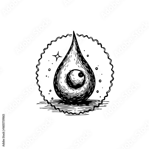 Mystical eye in water drop logo illustration for spiritual business or creative brand