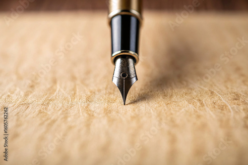 fountain pen on a wooden background