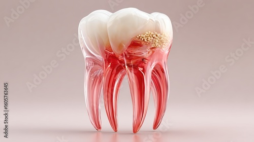 3D Rendering Of A Tooth With Decay And Gum Disease