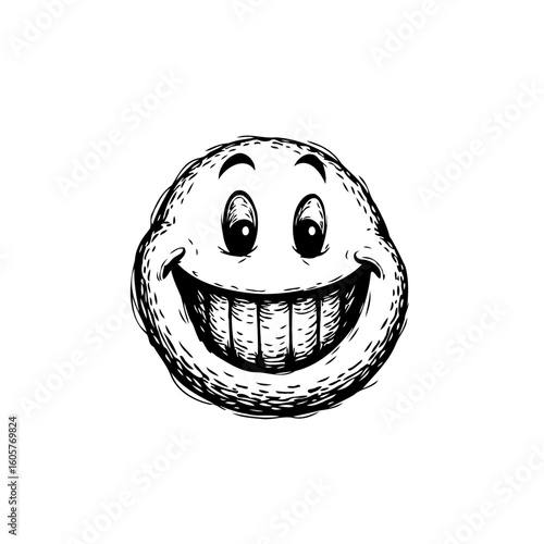 Grinning expression illustration revealing emotion with a broad toothy smile and expressive eyes showcasing happiness