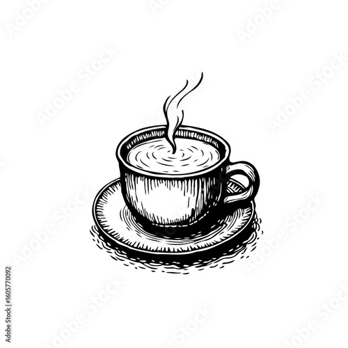 A delicately sketched cup of aromatic coffee illustration offering a comforting and warm beverage experience inviting relaxation and enjoyment