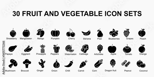 30 fruit and vegetable icon sets