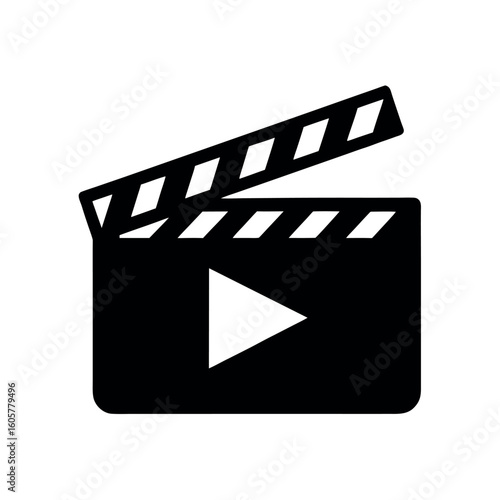 Film Play Icon in Clapperboard Vector Illustration