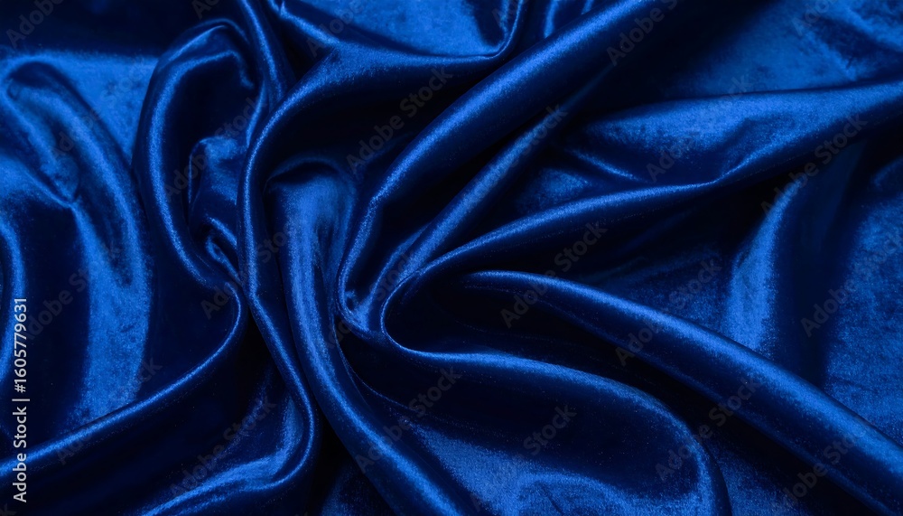 Fototapeta premium Deep blue silk fabric folds