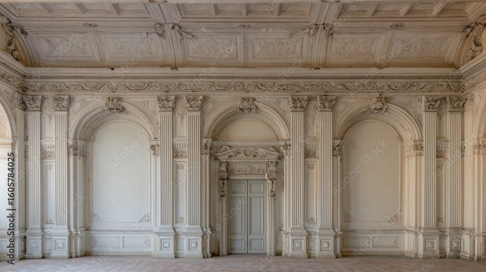 Obraz premium Ornate interior with arched doorways and columns in a luxurious building.