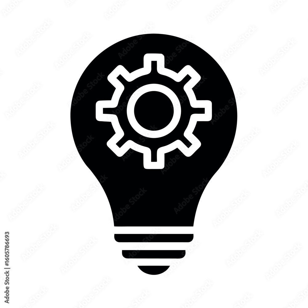 Lightbulb with Gear Startup Icon Vector Illustration Lightbulb with Gear Startup Icon Vector Illustration