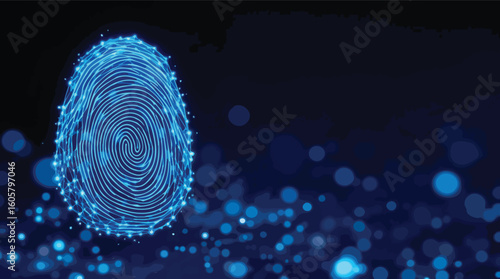 Digital fingerprint identification concept showcasing data security and biometric authentication.