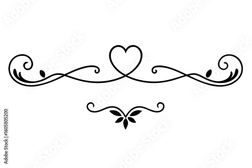 Set of vintage floral vector design elements including ornate scrolls, leaves, and flower silhouettes perfect for wedding invitations or decorative borders