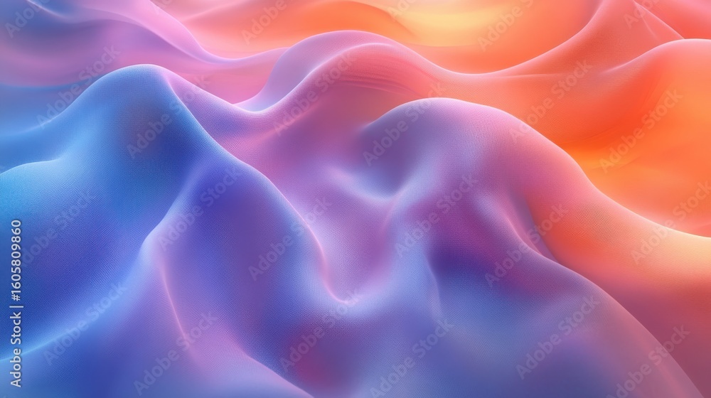 Fototapeta premium Abstract Flowing Waves in Blue and Orange Gradients of Light