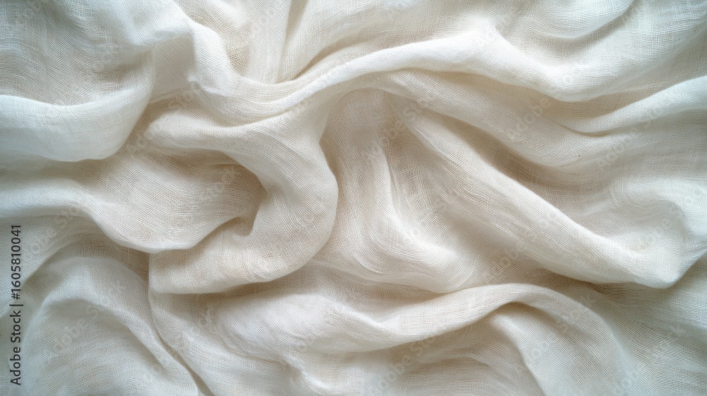 Fototapeta premium Soft, flowing white fabric drapes