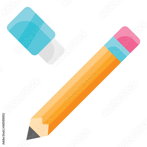Pencil And Erase Flat Icon