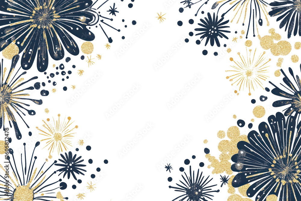 Obraz premium PNG Fireworks sparkle border gold art illustration.