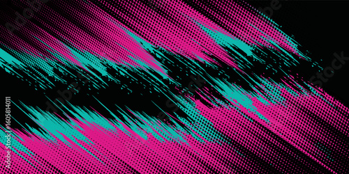 Car sticker wrap banner abstract sporty lines pink blue greenish grunge color combination brush storm thunder modern.