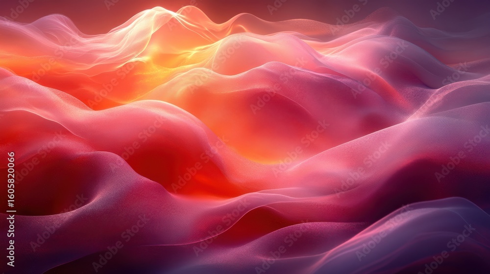 Fototapeta premium Abstract Flowing Waves with Vibrant Colors in a Dreamy Landscape