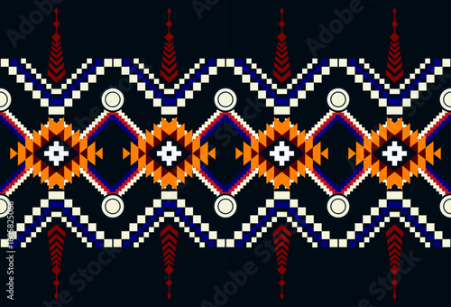 abstract geometric background pattern ethnic textile fabric border design for fabric print, rugs, clothing, sarong, scarf, wrap, embroidery, print, curtain, carpet, wallpaper, wrapping, Batik, Aztec