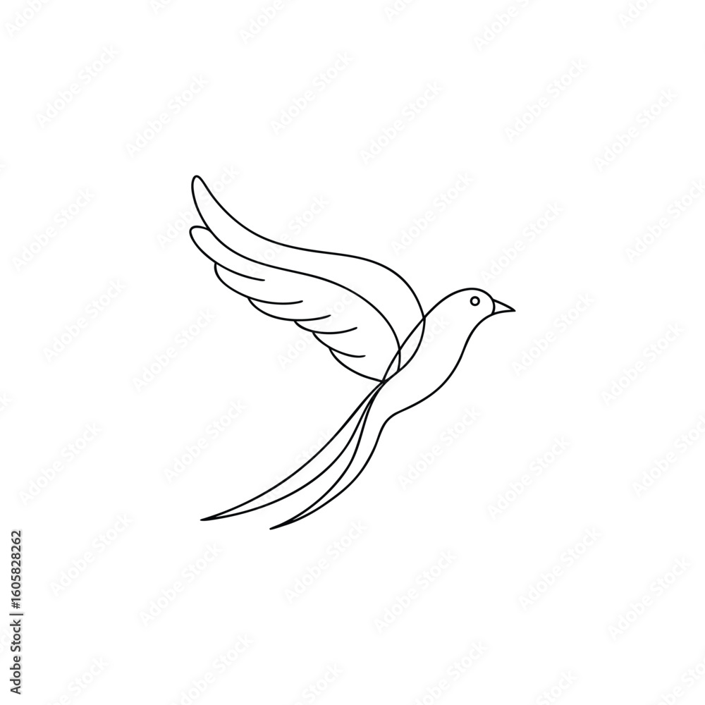 Obraz premium Flying Bird Outline (Graceful Flight)