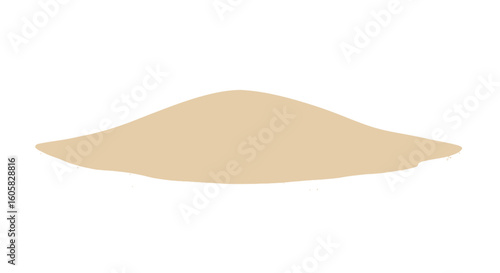 Isolated mound of beach sand against a white backdrop, capturing beach vibes and summertime adventures with its granular texture and neutral color