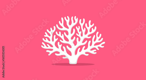 Minimalist coral illustration on pastel background, creating a sense of oceanic tranquility and natural coastal decorative element suitable for