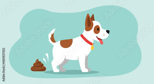 Humorous Canine Cartoon Depicting Responsibility and Cleanliness in a Playful Environment Illustration