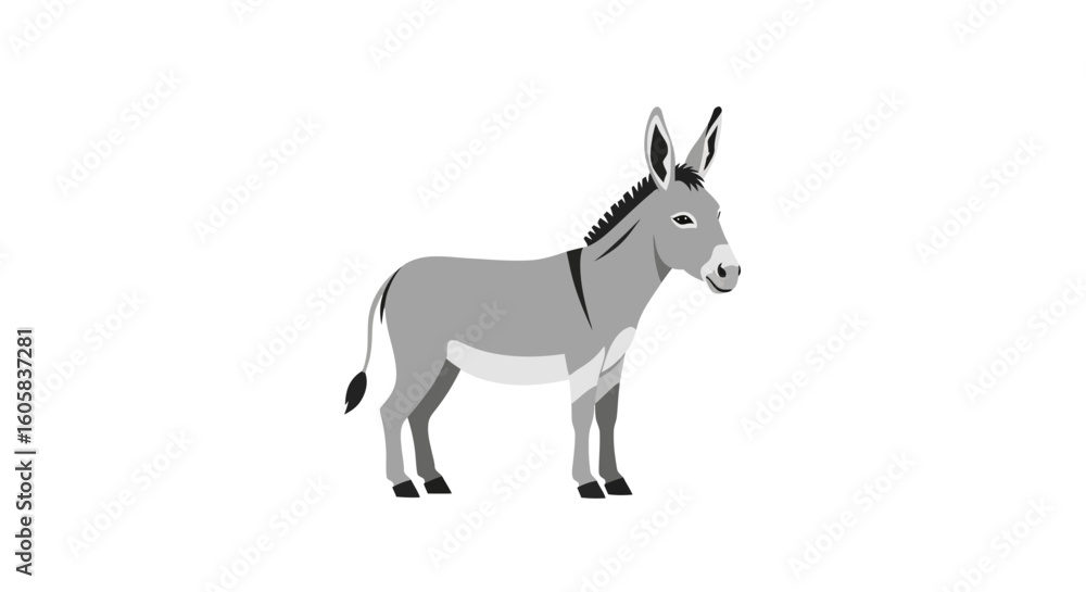 Obraz premium Stylized donkey illustration with neutral colors, suitable for educational resources or animal themed projects showcasing animal features