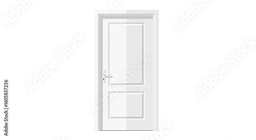 Elegant White Door Illustration on a Clean Background Capturing Simplicity and Architectural Detail in a Modern Style